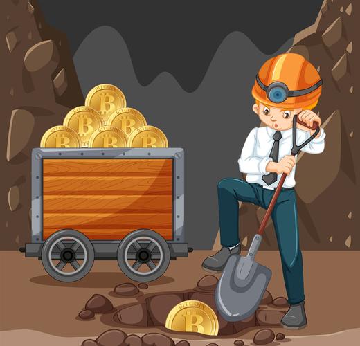 A focused miner meticulously inspecting the components of a mining rig.