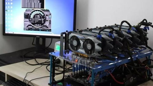Mining rig showing various GPU cards